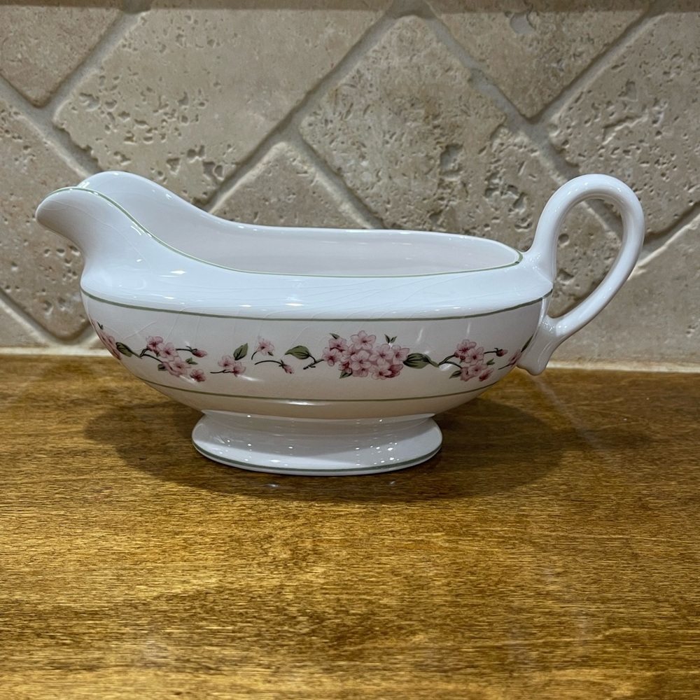 Floral White Gravy Boat